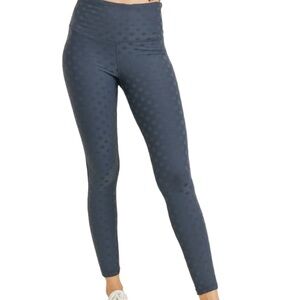 NWT Mono B Textured Polka Dot High Waist Leggings in Blue Grey